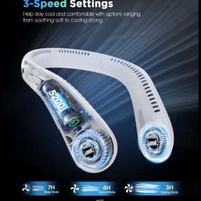 Portable Neck Fan 5200mAh Rechargeable Bladeless Cooling Fan